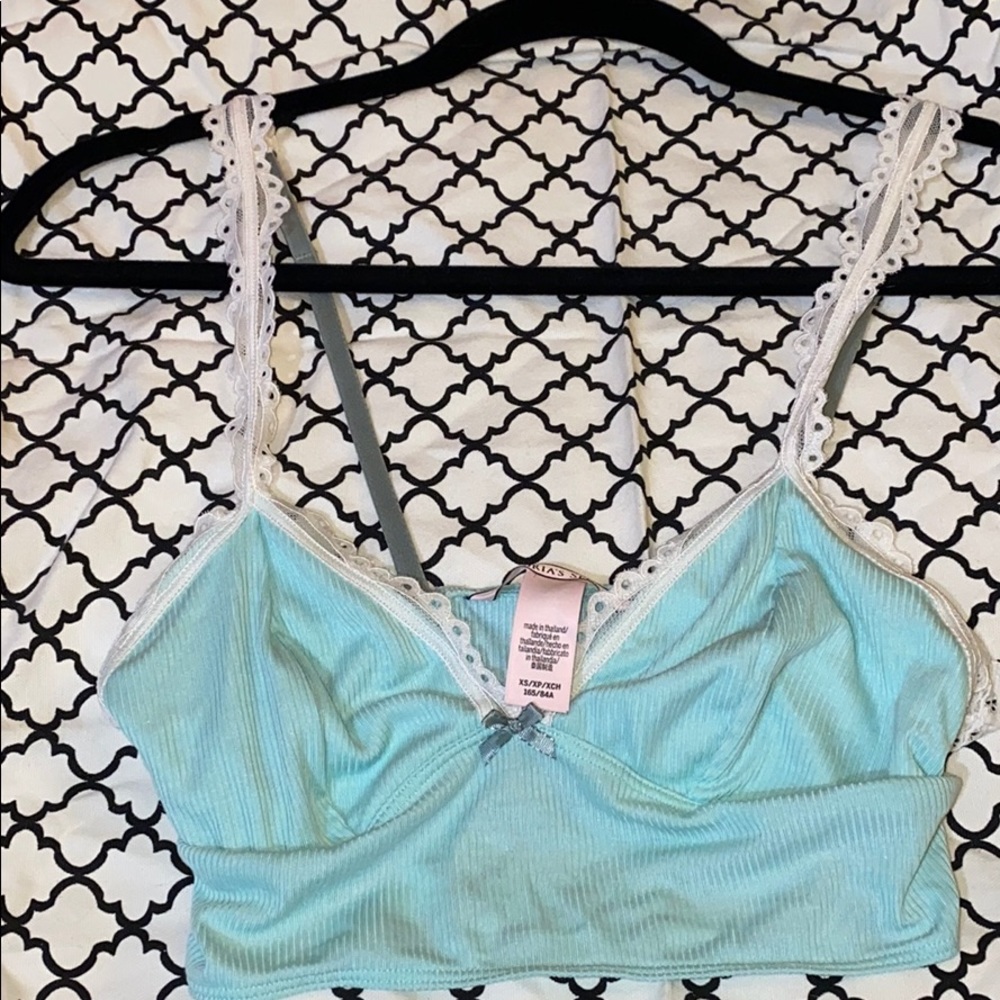 XS victorias secret ribbed sleep bralette blue